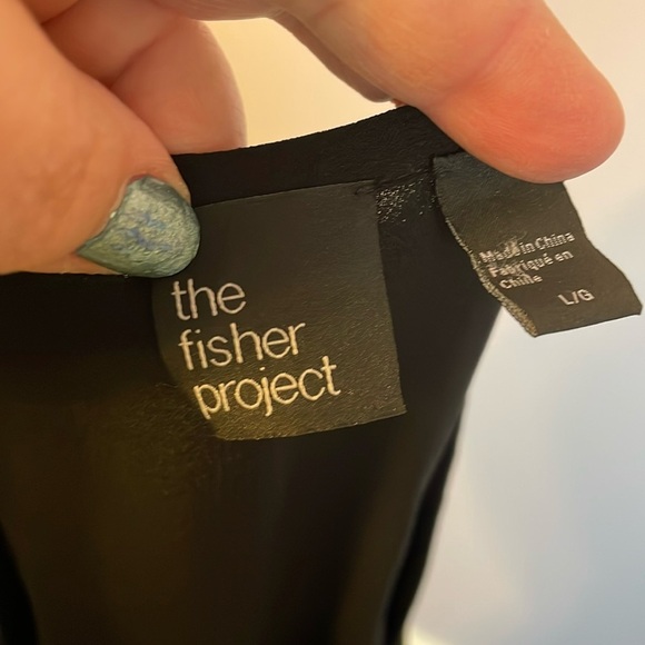 The Fisher Project Black Silk Mini Shift Dress Sleeveless size L - Picture 4 of 14